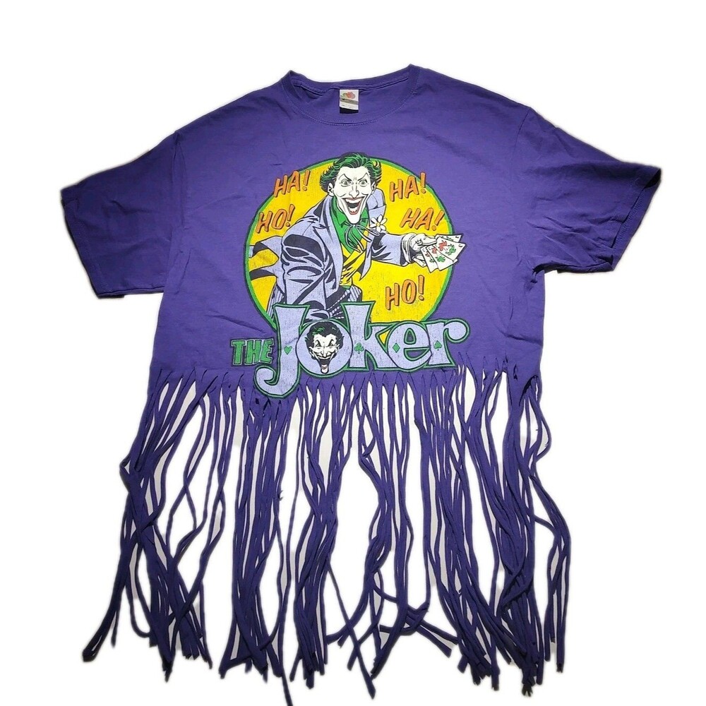 Fringed Joker Tshirt bright Purple Batman tee shirt, hippie, Med Custom